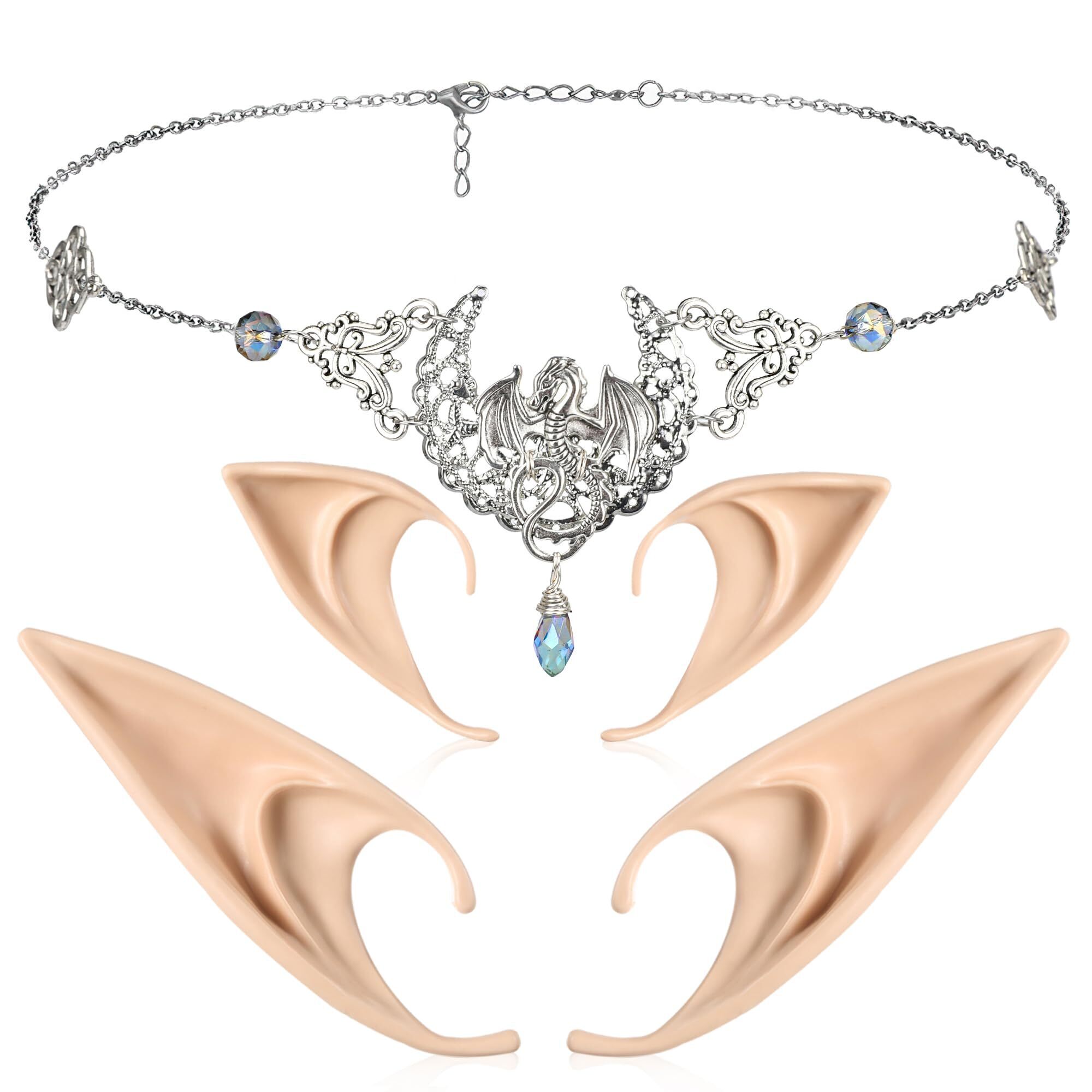 4575 Elf Ears With Fairy Moon Headpieces Set  Handmade Elven